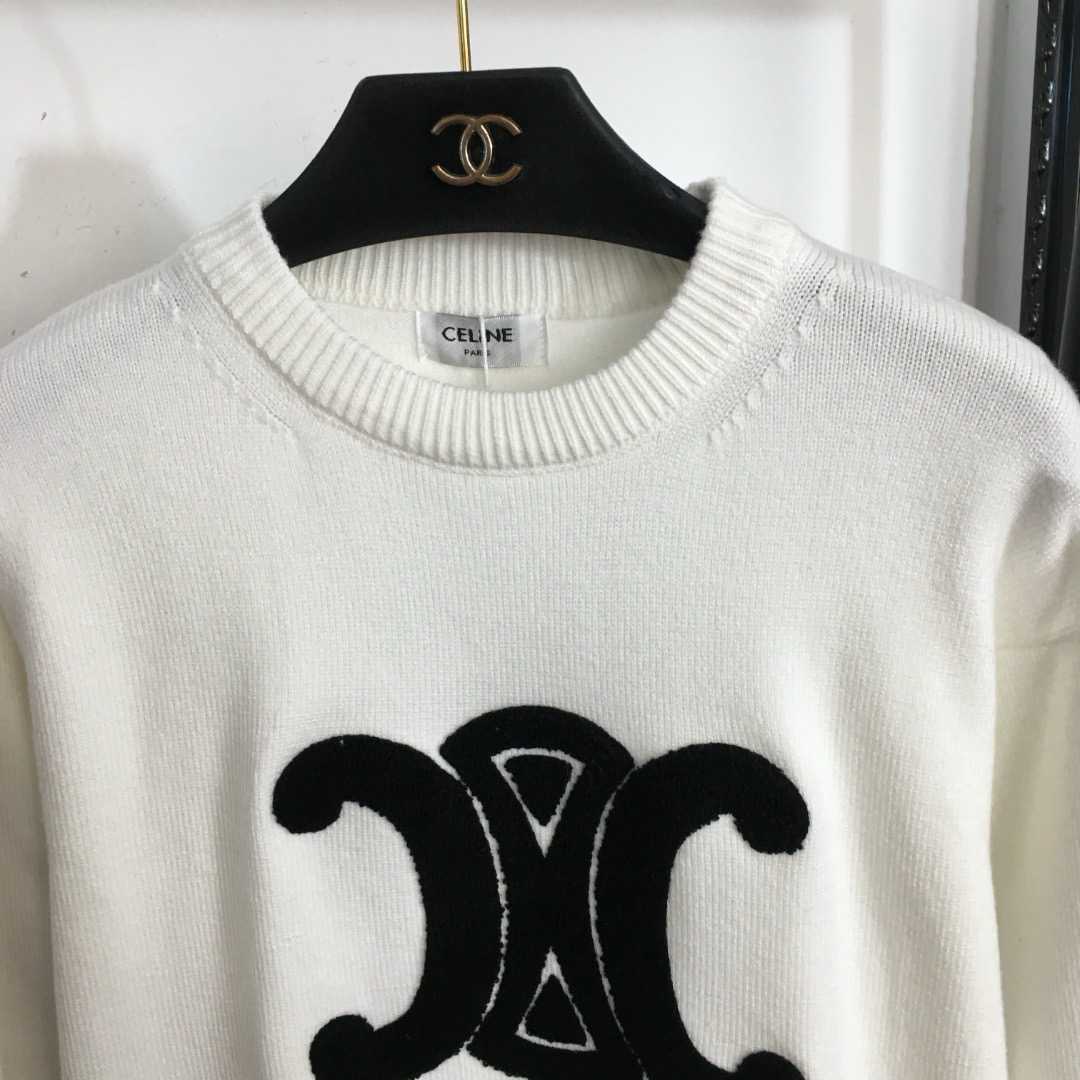 Celine plush embroidery logo Round neck long sleeve sweater – Top ...